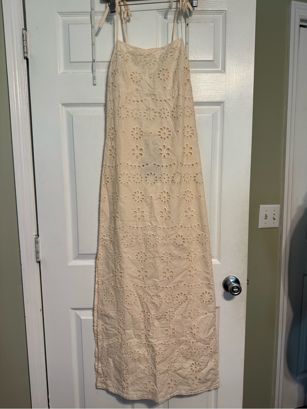 Chaser Cream Eyelet Maxi Dress with Tie Straps